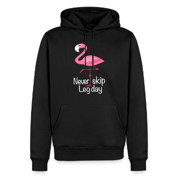 Fitness Flamingo Leg Day Sort Gym musculation - Sweat à capuche Premium bio Homme - noir - Devant - Nico (187cm)
