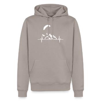 Paragliding Heartbeat Paraglider Gift - Men’s Premium Organic Hoodie - taupe - Front - Nico (187cm)