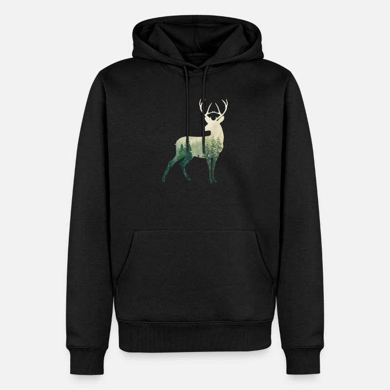 Cerf - Sweat à capuche Premium bio Homme - noir