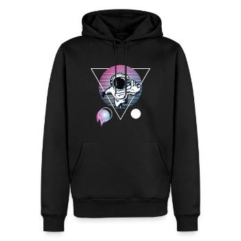 Vaporwave astronaute Retro Neon Retro Retro style - Sweat à capuche Premium bio Homme - noir - Devant - Nico (187cm)