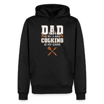 Papa ist mein Name Kochen mein Spiel - Männer Premium Bio Hoodie - Schwarz - Vorne - Nico (187cm)