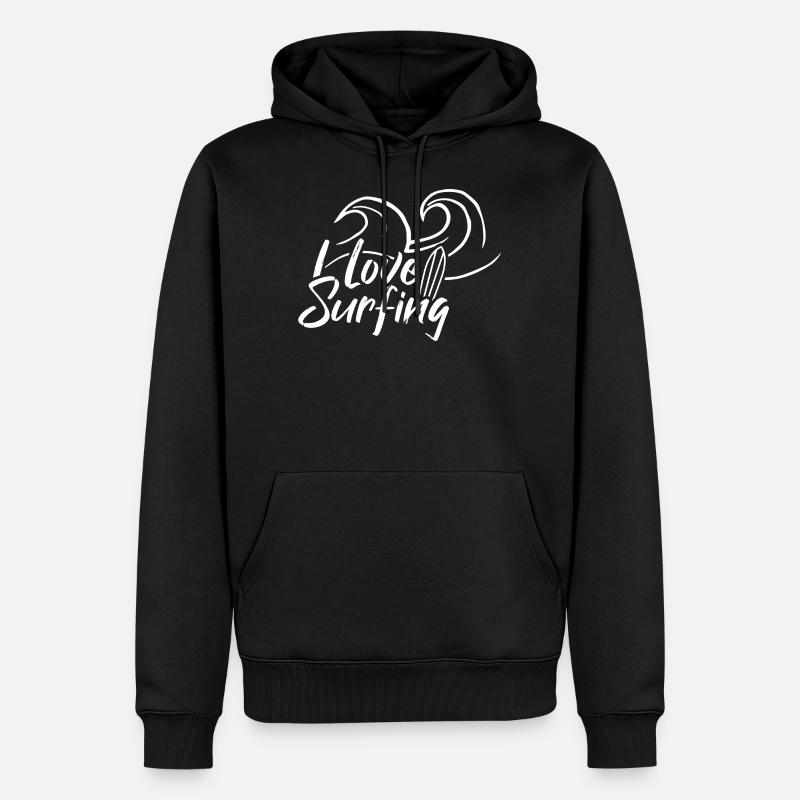 J’aime surf - Sweat à capuche Premium bio Homme - noir