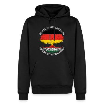 Deutsch Aufgewachsen Ungarische Wurzeln - Männer Premium Bio Hoodie - Schwarz - Vorne - Nico (187cm)