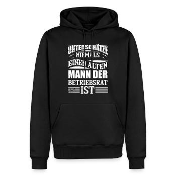 Lustiger Spruch für die Betriebsratswahlen - Männer Premium Bio Hoodie - Schwarz - Vorne - Nico (187cm)
