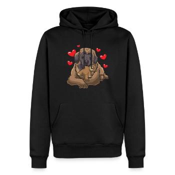 Süßer Leonberger Hund mit Plüschtier - Männer Premium Bio Hoodie - Schwarz - Vorne - Nico (187cm)