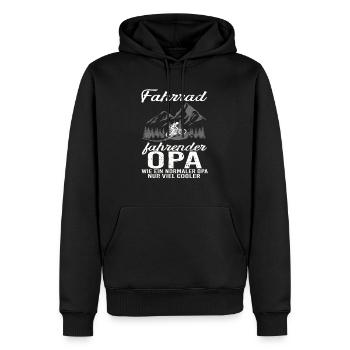 Fahrrad fahrender Opa Vatertag - Männer Premium Bio Hoodie - Schwarz - Vorne - Nico (187cm)