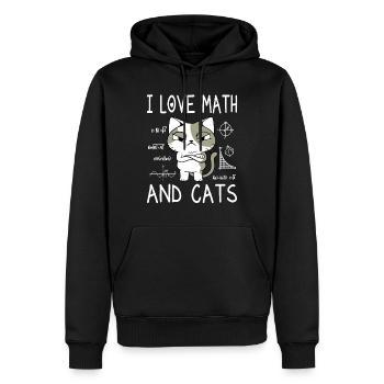 I Love Math And Cats - Mathe Professeur Cadeau - Sweat à capuche Premium bio Homme - noir - Devant - Nico (187cm)