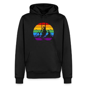 Trouver Un Oiseau de montagne Arc-en-ciel - Sweat à capuche Premium bio Homme - noir - Devant - Nico (187cm)