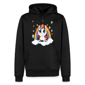 Licorne Unicorn Coeur Arc-en-ciel - Sweat à capuche Premium bio Homme - noir - Devant - Nico (187cm)
