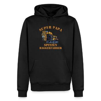 Papa Baggerfahrer für Vatertag - Männer Premium Bio Hoodie - Schwarz - Vorne - Nico (187cm)