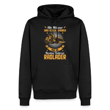 Radlader Baustelle & Arbeitskleidung - Männer Premium Bio Hoodie - Schwarz - Vorne - Nico (187cm)
