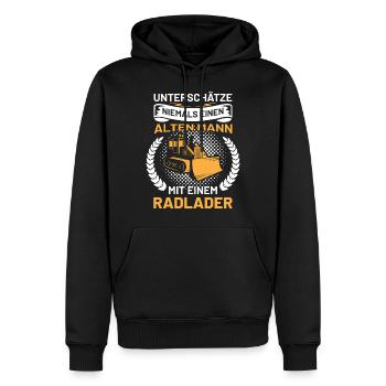Beruf & Arbeit | Radlader Bauarbeiter & Männer - Männer Premium Bio Hoodie - Schwarz - Vorne - Nico (187cm)