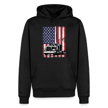 Etats-Unis Drapeau routier - Sweat à capuche Premium bio Homme - noir - Devant - Nico (187cm)