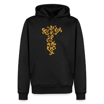 Abstrait Rose Jaune - Sweat à capuche Premium bio Homme - noir - Devant - Nico (187cm)