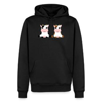 Kuh - Baby - Kalb - Kinder - Männer Premium Bio Hoodie - Schwarz - Vorne - Nico (187cm)