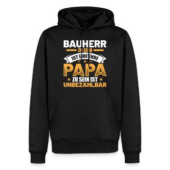 Bauherr Papa Vater - Bauherr Sprüche Geschenkidee - Männer Premium Bio Hoodie - Schwarz - Vorne - Nico (187cm)
