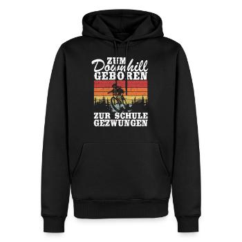 Downhill Kinder Spruch Schule Mountainbiker MTB - Männer Premium Bio Hoodie - Schwarz - Vorne - Nico (187cm)