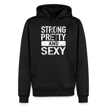 Strong Pretty and Sexy - Fitness Geschenk - Männer Premium Bio Hoodie - Schwarz - Vorne - Nico (187cm)