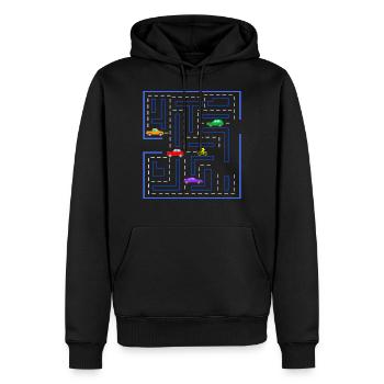 Course route, gamer, Gaming, racing bike, voitures - Sweat à capuche Premium bio Homme - noir - Devant - Nico (187cm)