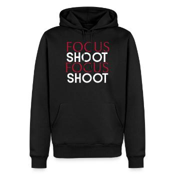 Prise de vue pratique - Focus Shoot Focus Shoot - Sweat à capuche Premium bio Homme - noir - Devant - Nico (187cm)