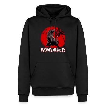 Dino Papa Papasaurus - Männer Premium Bio Hoodie - Schwarz - Vorne - Nico (187cm)