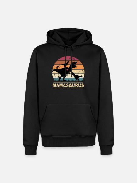 Mamasaurus Dinosaurier Herz Drillinge Muttertag - Herre Premium økologisk hoodie - sort