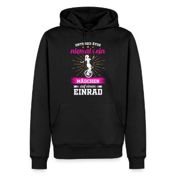 Lustige Mädchen Einrad Sprüche Geschenkidee - Männer Premium Bio Hoodie - Schwarz - Vorne - Nico (187cm)