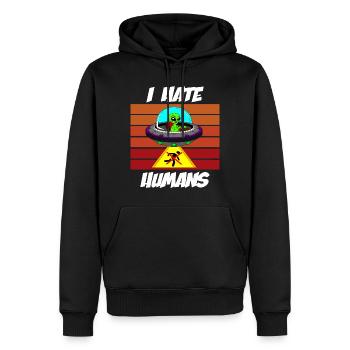 Je déteste les gens - Sweat à capuche Premium bio Homme - noir - Devant - Nico (187cm)