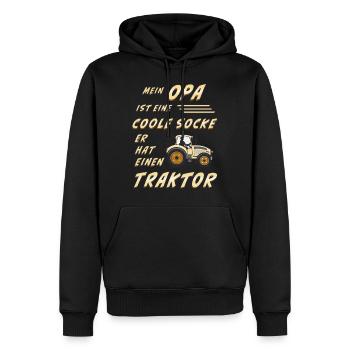 OPA IST EINE COOLE SOCKE ER HAT EINEN TRAKTOR - Männer Premium Bio Hoodie - Schwarz - Vorne - Nico (187cm)