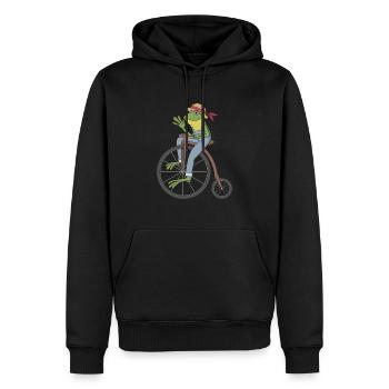 Cottagecore grenouille sur les champignons amoureux de la nature - Sweat à capuche Premium bio Homme - noir - Devant - Nico (187cm)