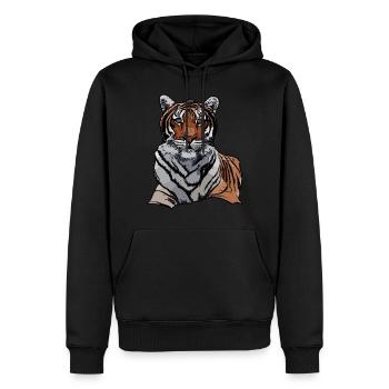 Tiger motif de tigre motif tête d’animal motif visage d’animal - Sweat à capuche Premium bio Homme - noir - Devant - Nico (187cm)