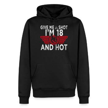 18 Geburtstag Achtzehn 18 Jahre Geschenk - Männer Premium Bio Hoodie - Schwarz - Vorne - Nico (187cm)
