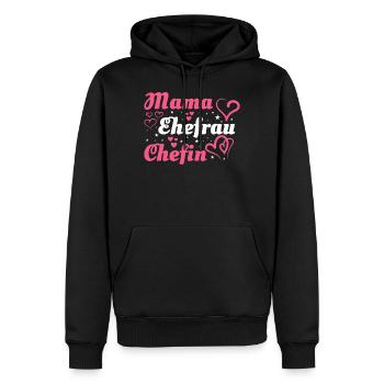 Maman Mère Épouse Chef - Sweat à capuche Premium bio Homme - noir - Devant - Nico (187cm)