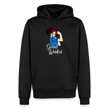 Fille de travailleur social, travailleur social - Sweat à capuche Premium bio Homme - noir - Devant - Nico (187cm)