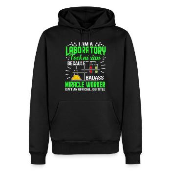 Je suis Un jeu de labo de technicien de laboratoire - Sweat à capuche Premium bio Homme - noir - Devant - Nico (187cm)