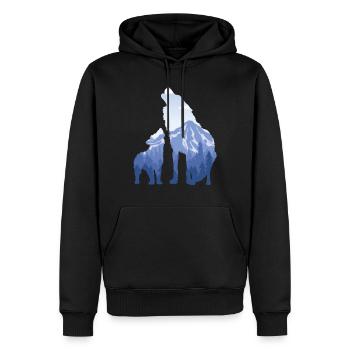 Wolf und Pup - Geschenk für Bergwolf Liebhaber - Männer Premium Bio Hoodie - Schwarz - Vorne - Nico (187cm)
