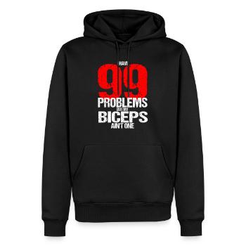 99 Problems Biceps Krafttraining Hantelstange Pump - Männer Premium Bio Hoodie - Schwarz - Vorne - Nico (187cm)