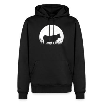 vache lune agriculteur agriculteur cadeau - Sweat à capuche Premium bio Homme - noir - Devant - Nico (187cm)