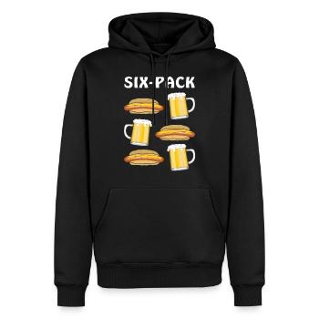 BRATWURST UND BIER MY SIX-PACK - Männer Premium Bio Hoodie - Schwarz - Vorne - Nico (187cm)