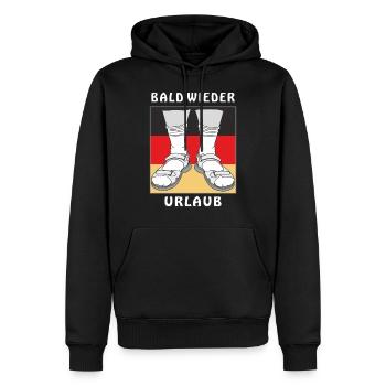 BALD WIEDER URLAUB - Männer Premium Bio Hoodie - Schwarz - Vorne - Nico (187cm)
