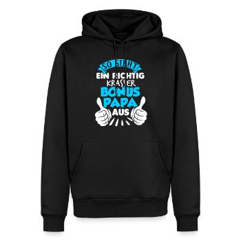 Stiefvater Bonus Papa Vater - Männer Premium Bio Hoodie - Schwarz - Vorne - Nico (187cm)