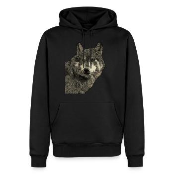 Wolfmotiv Wolf Wolfsmotiv Tier Tier Motiv Raubtier - Männer Premium Bio Hoodie - Schwarz - Vorne - Nico (187cm)