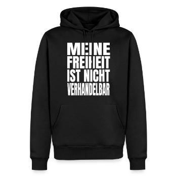 Meine Freiheit ist nicht verhandelbar - Männer Premium Bio Hoodie - Schwarz - Vorne - Nico (187cm)