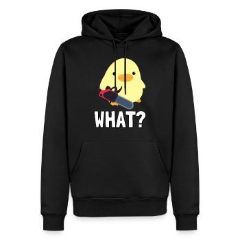 Qu’est-ce qu’il Canard avec tronçonneuse Meme Küken Idée cadeau - Sweat à capuche Premium bio Homme - noir - Devant - Nico (187cm)