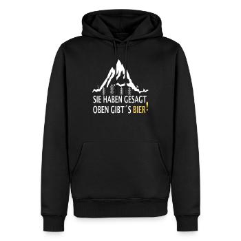 Outdoor Trekking Berg Wandern Bier Spruch - Männer Premium Bio Hoodie - Schwarz - Vorne - Nico (187cm)