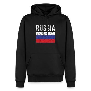 Drapeau russe Vintage - Sweat à capuche Premium bio Homme - noir - Devant - Nico (187cm)