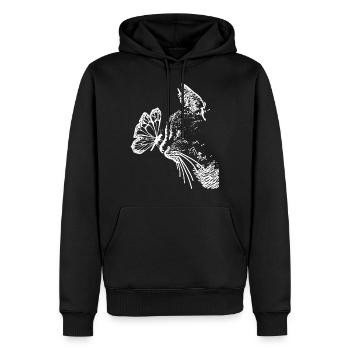 Katze Schmetterling Illustration Cat Butterfly - Männer Premium Bio Hoodie - Schwarz - Vorne - Nico (187cm)