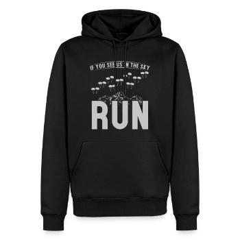 Parachutistes If You See Us In The Sky Run - Sweat à capuche Premium bio Homme - noir - Devant - Nico (187cm)