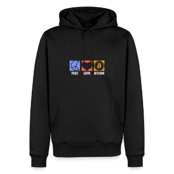 Bitcoin Crypto Love BTC to the Moon - Männer Premium Bio Hoodie - Schwarz - Vorne - Nico (187cm)