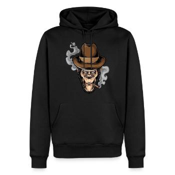 singe - Sweat à capuche Premium bio Homme - noir - Devant - Nico (187cm)